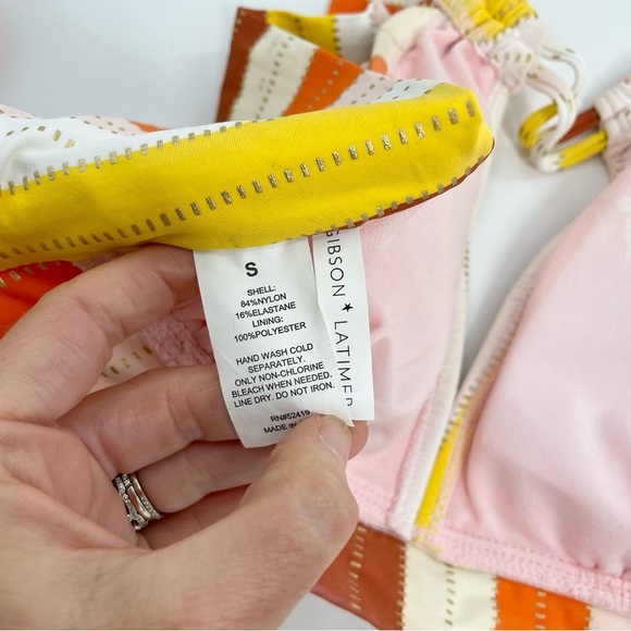 Gibson *Latimer 2 piece bikini swimsuit Stripe mod retro mid rise boho XS - Picture 8 of 8